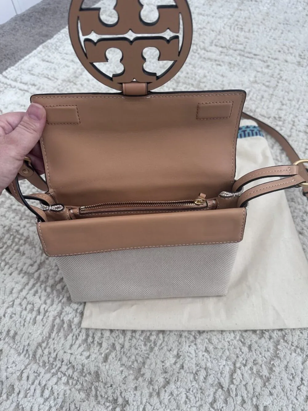 Tory Burch Miller Canvas & Leather crossbody bag